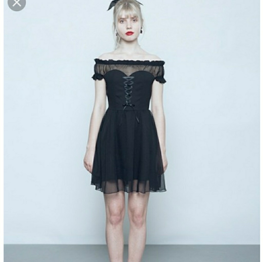 Punk Rave Black Gothic Off-the-Shoulder Sweet Sho